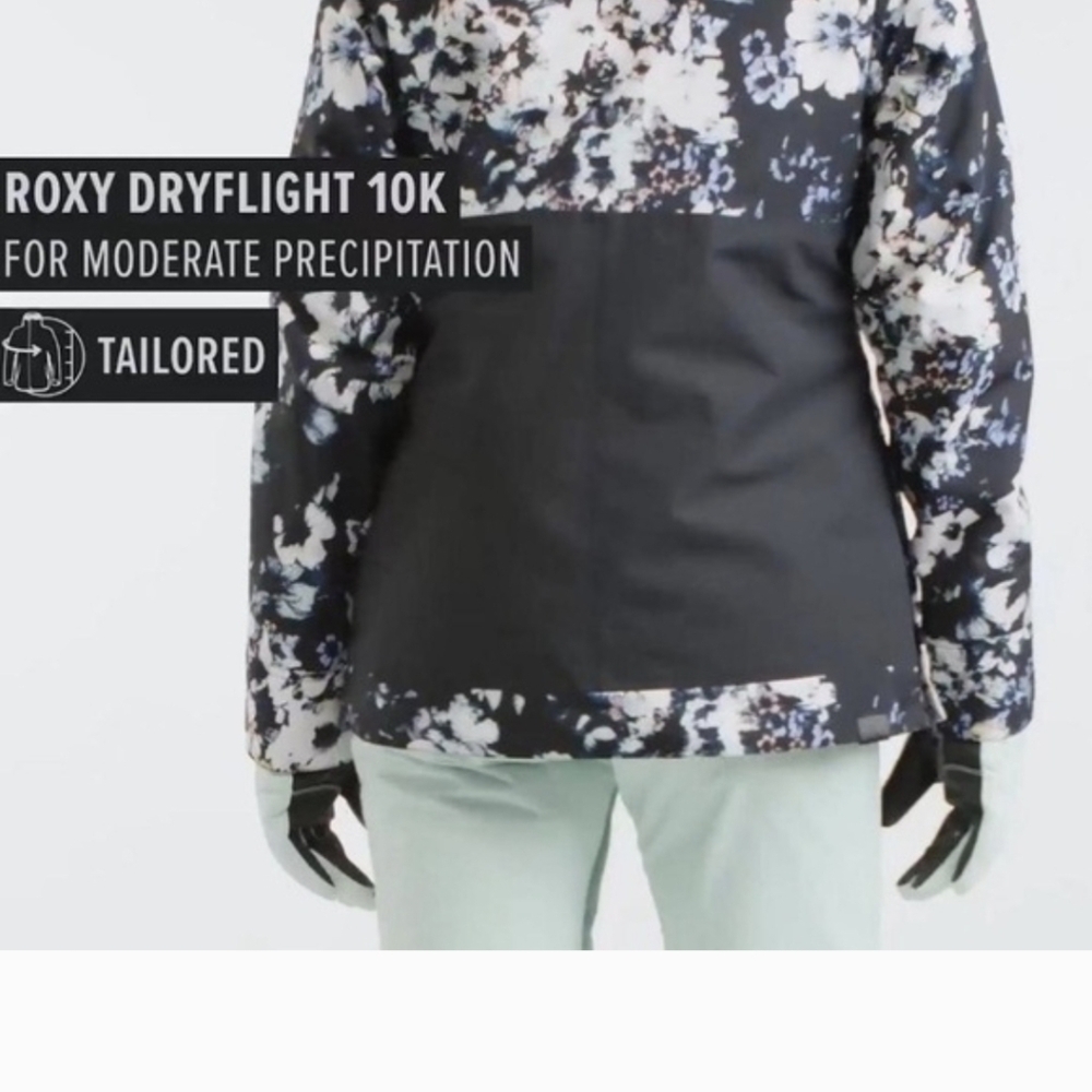 Roxy Shelter Jacket Black Floral Print Snow Anorak Style Pullover XS - Picture 6 of 7